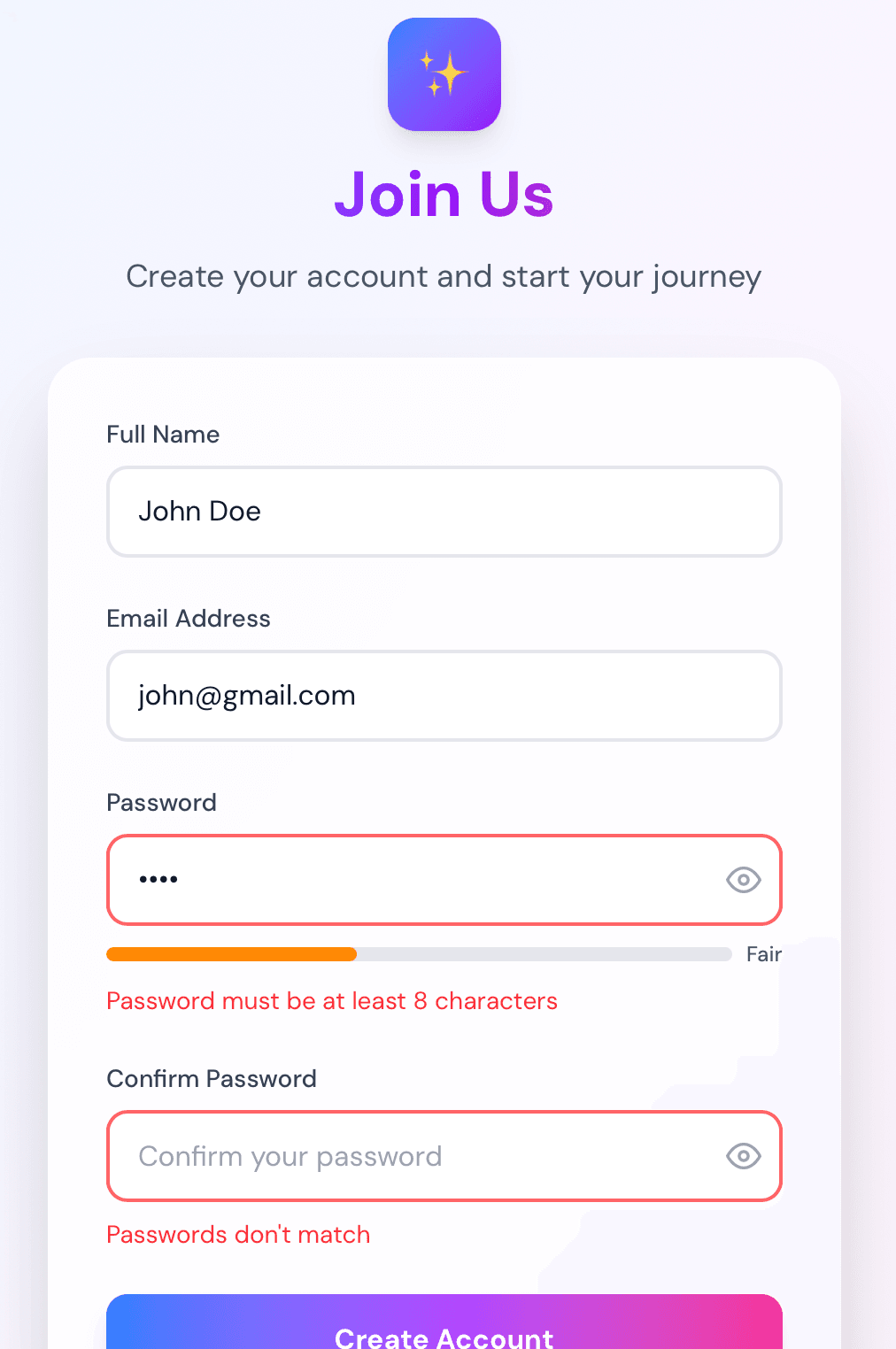 Sign Up Form - UI Challenge #1 — 2